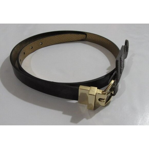Michael Kors Monogram Logo Womens Reversible Belt Chocolate / Gold Sz Small New - Picture 1 of 5